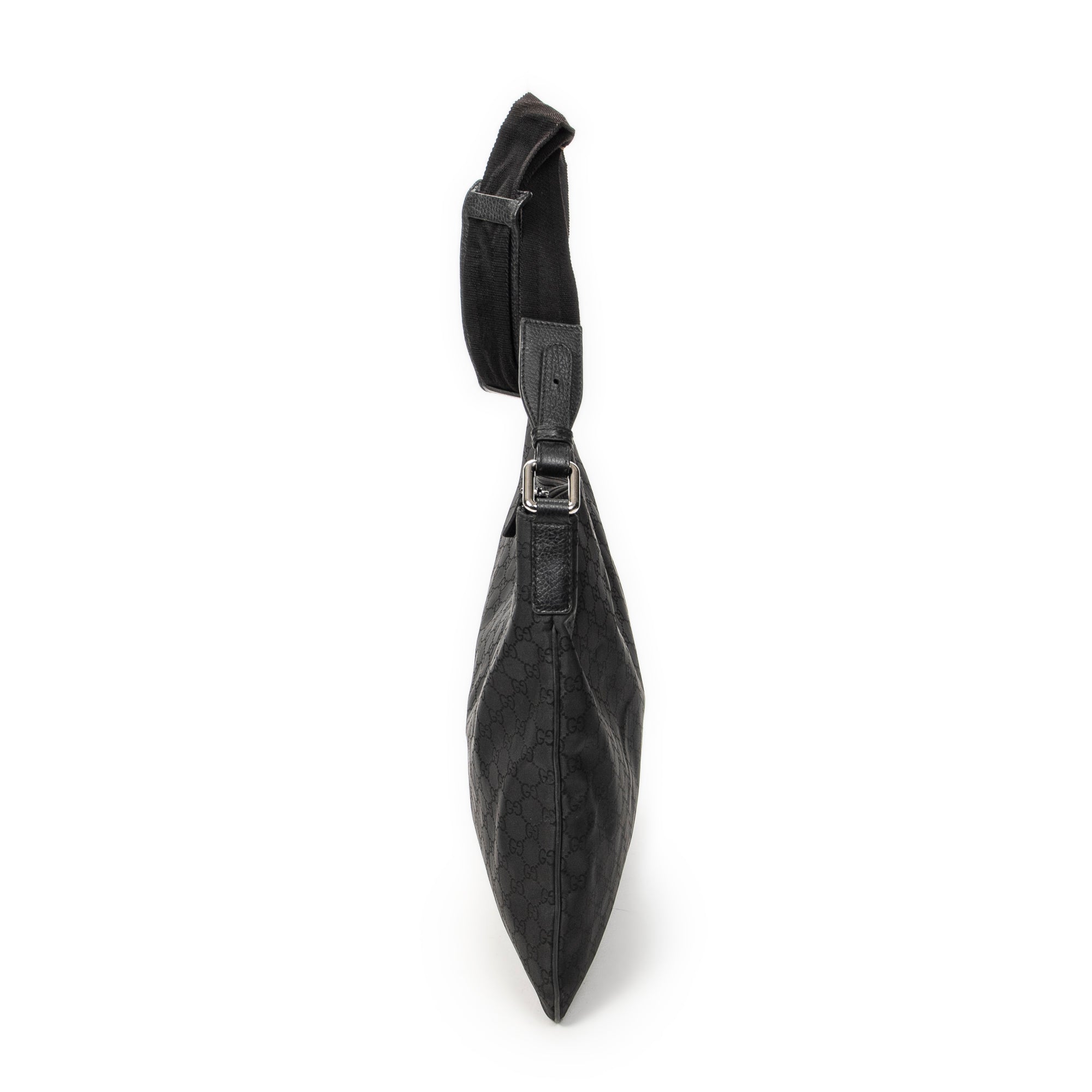 Shoulder Bag Large Flat Messenger Black Monogrammed Nylon Canvas