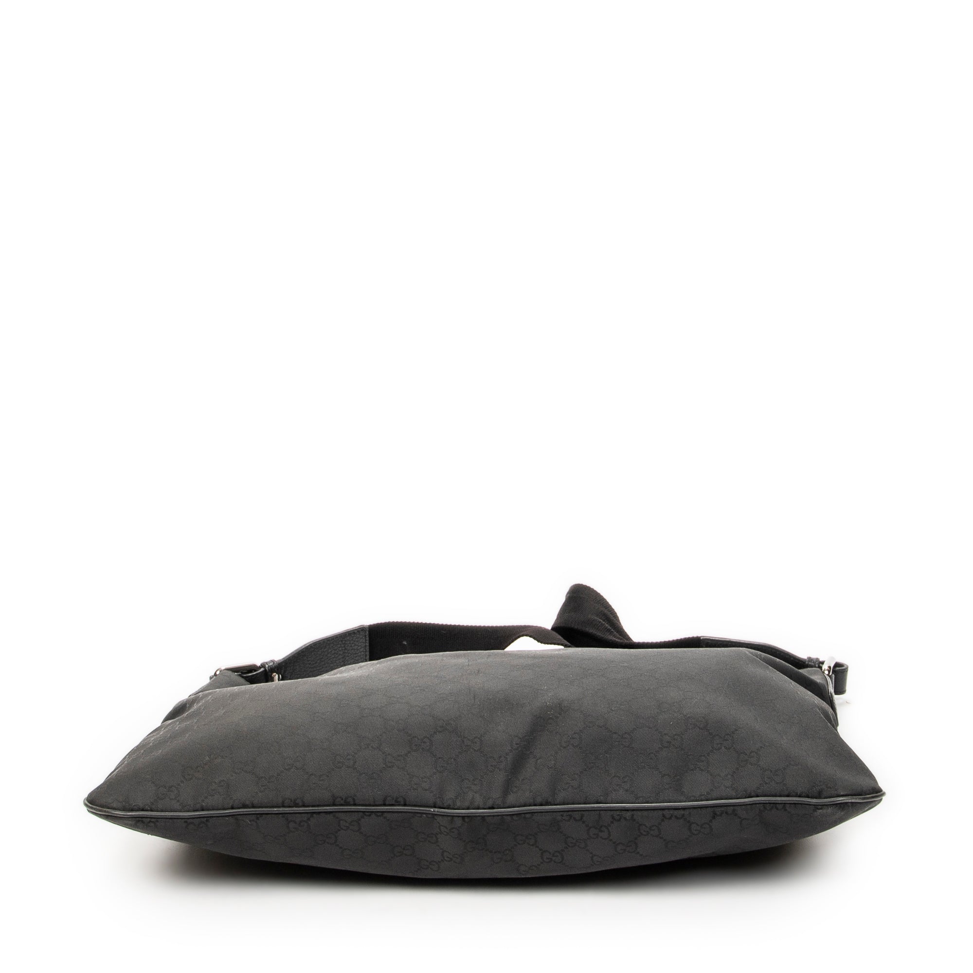 Shoulder Bag Large Flat Messenger Black Monogrammed Nylon Canvas