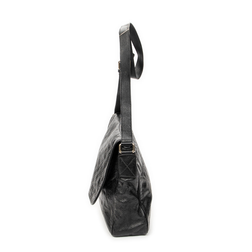 Shoulder Bag Large Flap Messenger Black Guccissima Leather