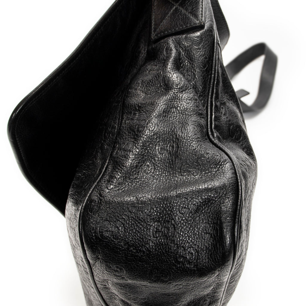 Shoulder Bag Large Flap Messenger Black Guccissima Leather