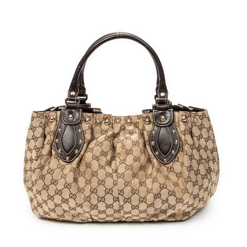 Shoulder Bag Medium Studded Pelham Tote Beige Monogrammed Canvas