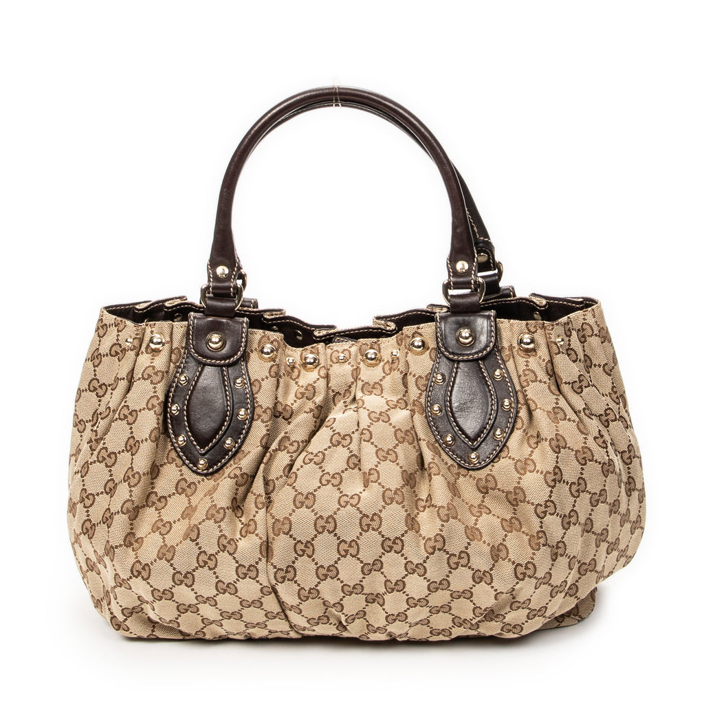 Shoulder Bag Medium Studded Pelham Tote Beige Monogrammed Canvas