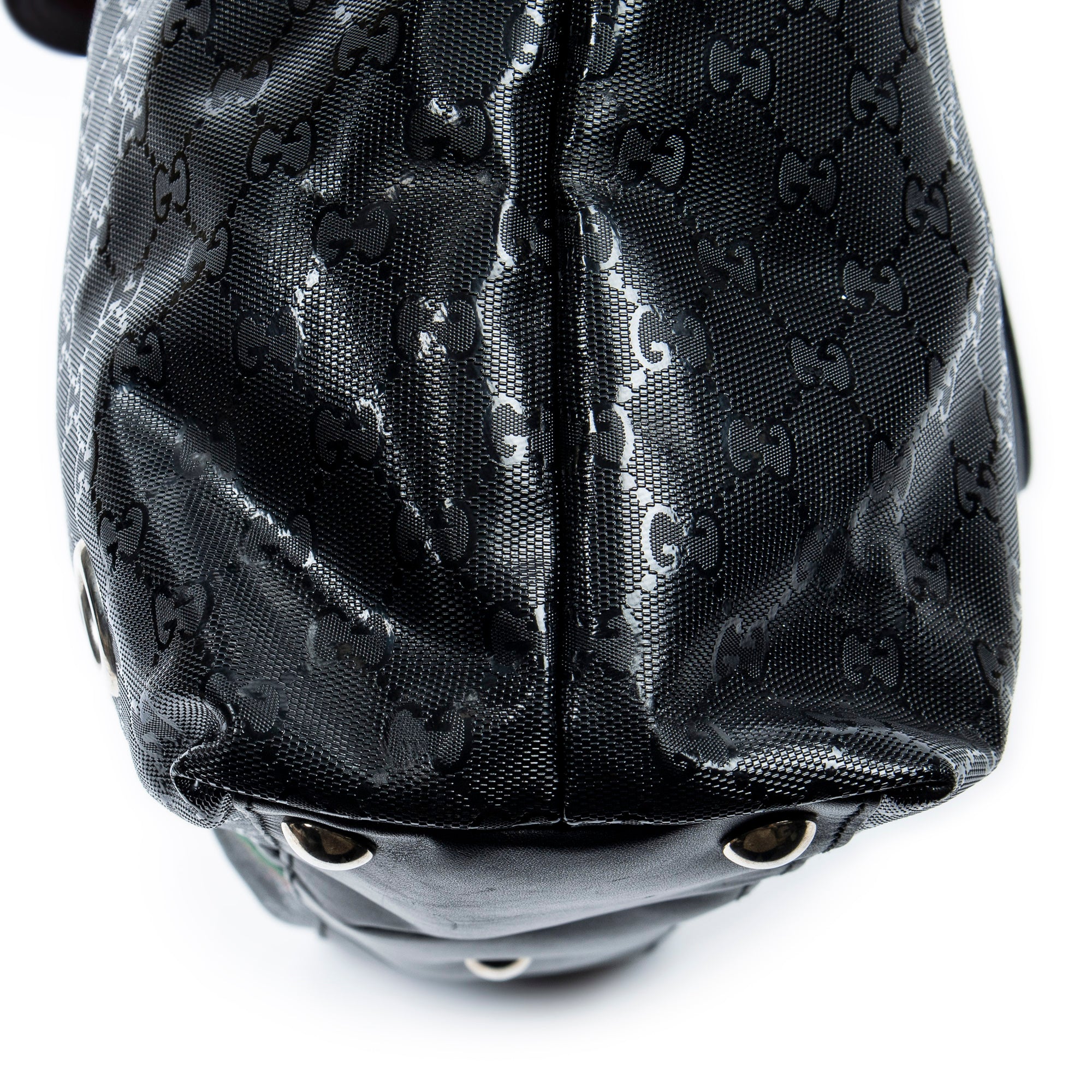 Shoulder Bag Large Web 500 Zip Tote Black Guccissima Imprint Coated Canvas