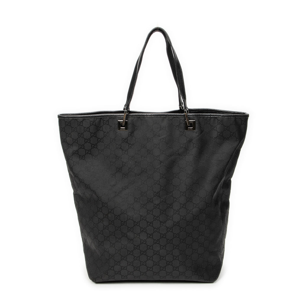 Shoulder Bag Large Tall Tote Black Monogrammed Nylon Canvas