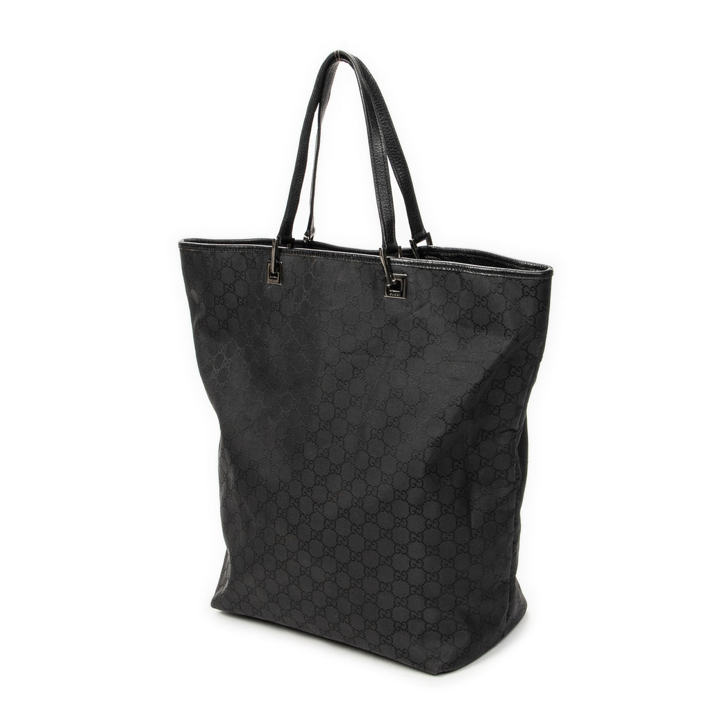 Shoulder Bag Large Tall Tote Black Monogrammed Nylon Canvas
