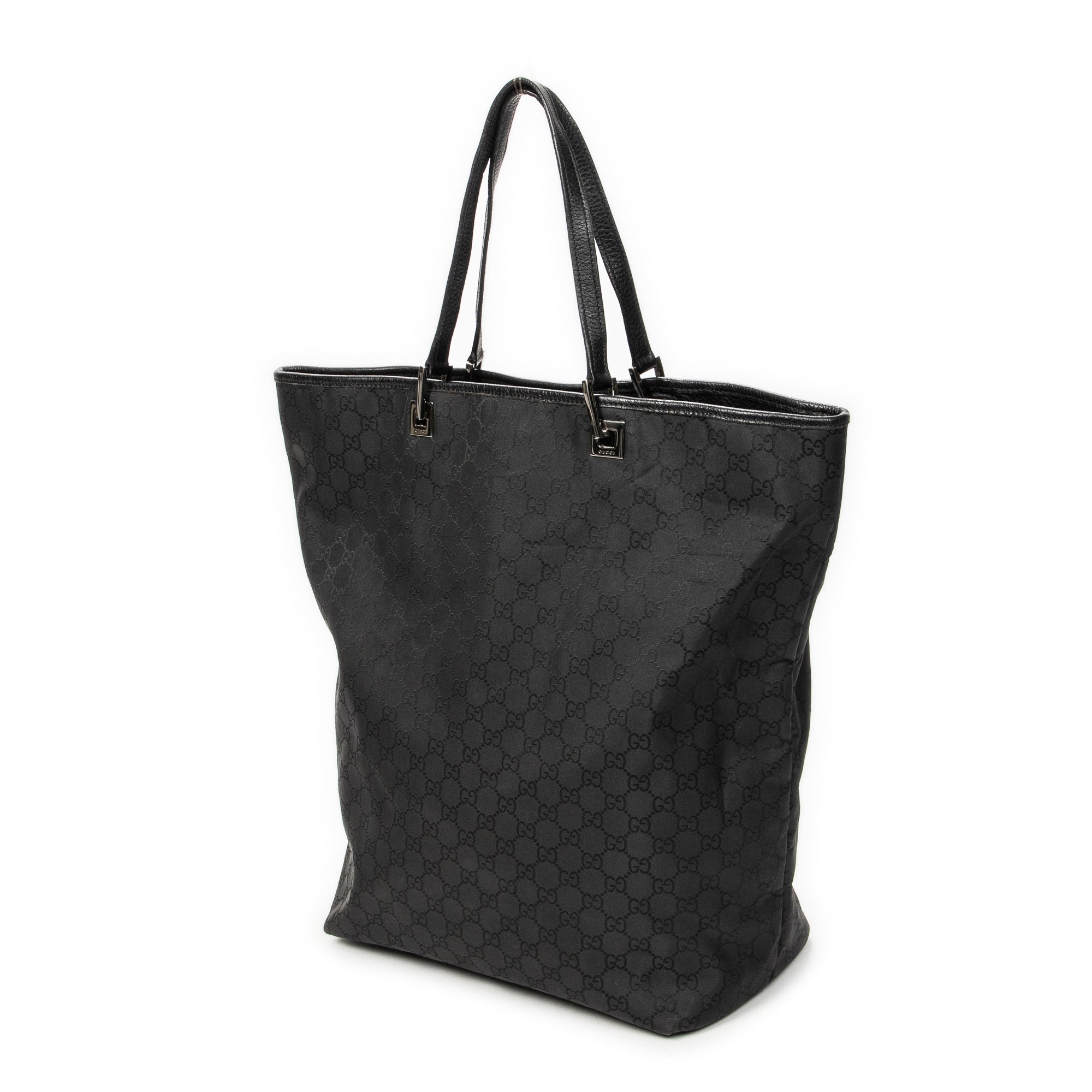 Shoulder Bag Large Tall Tote Black Monogrammed Nylon Canvas