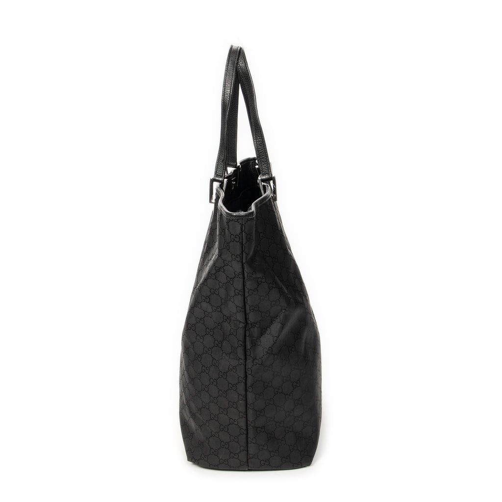 Shoulder Bag Large Tall Tote Black Monogrammed Nylon Canvas