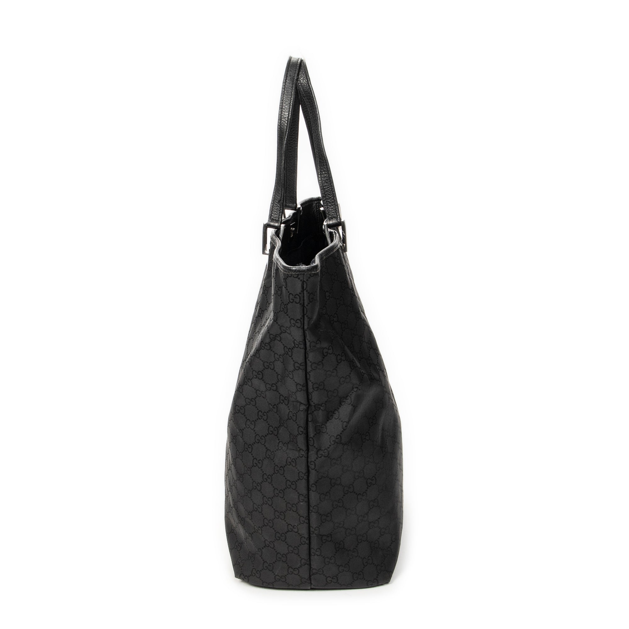 Shoulder Bag Large Tall Tote Black Monogrammed Nylon Canvas