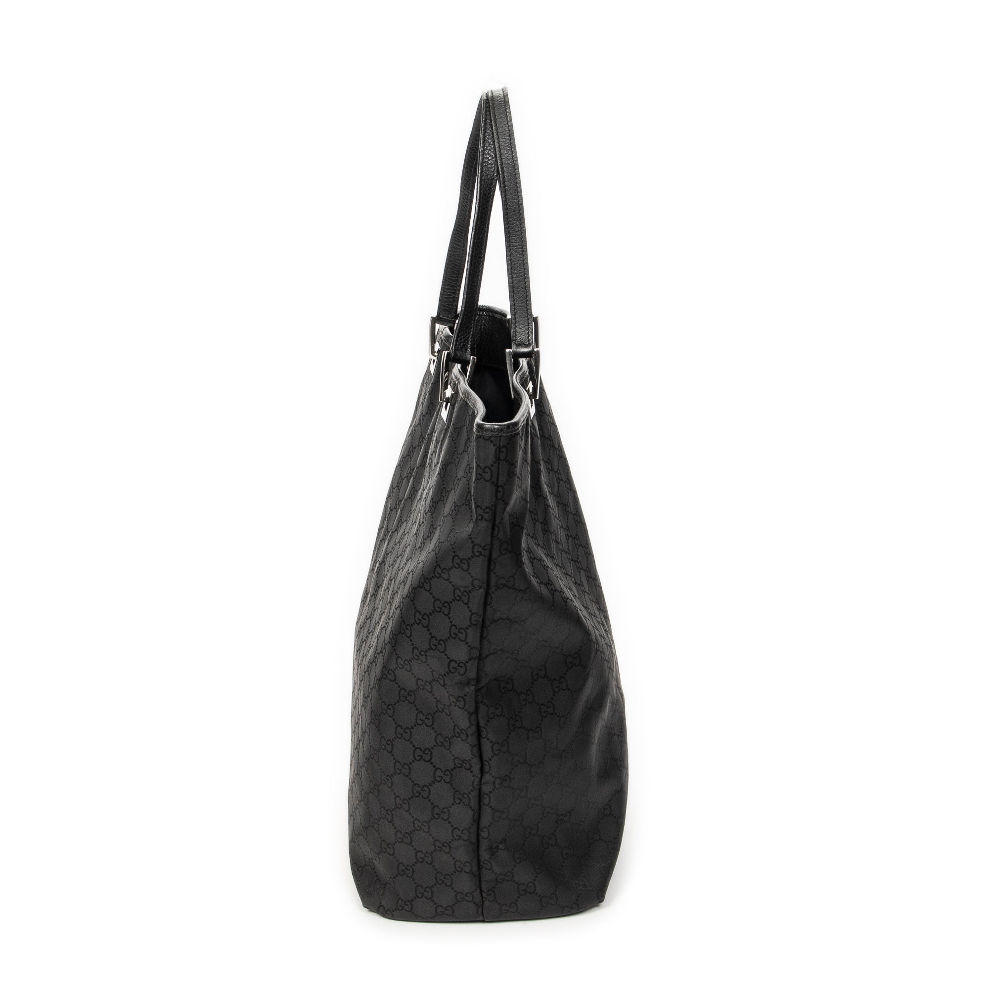 Shoulder Bag Large Tall Tote Black Monogrammed Nylon Canvas