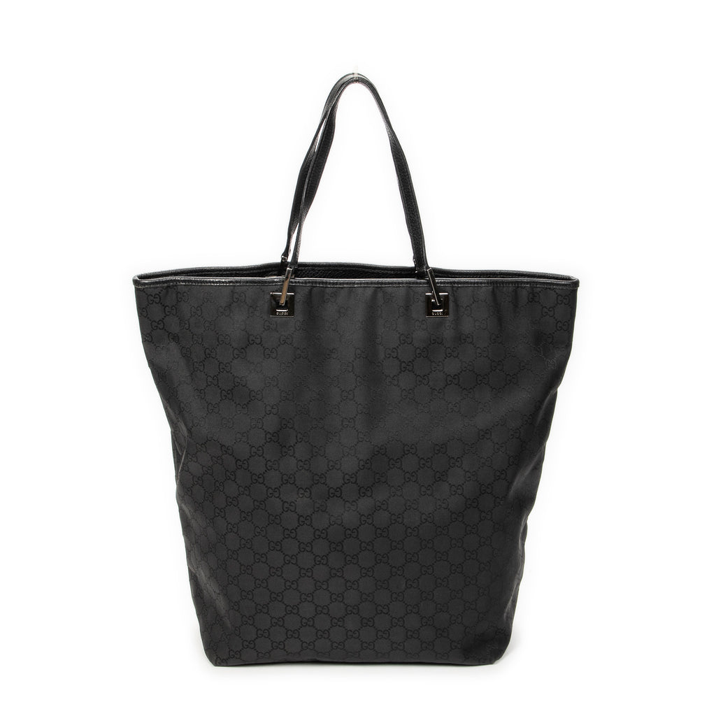 Shoulder Bag Large Tall Tote Black Monogrammed Nylon Canvas
