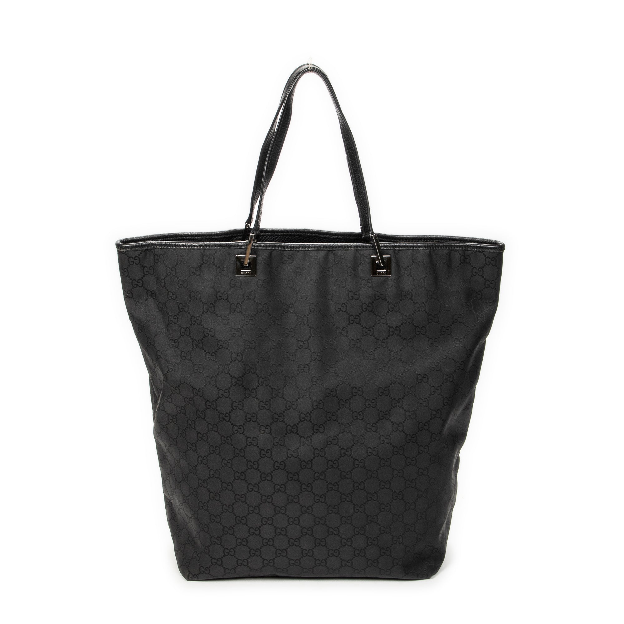Shoulder Bag Large Tall Tote Black Monogrammed Nylon Canvas
