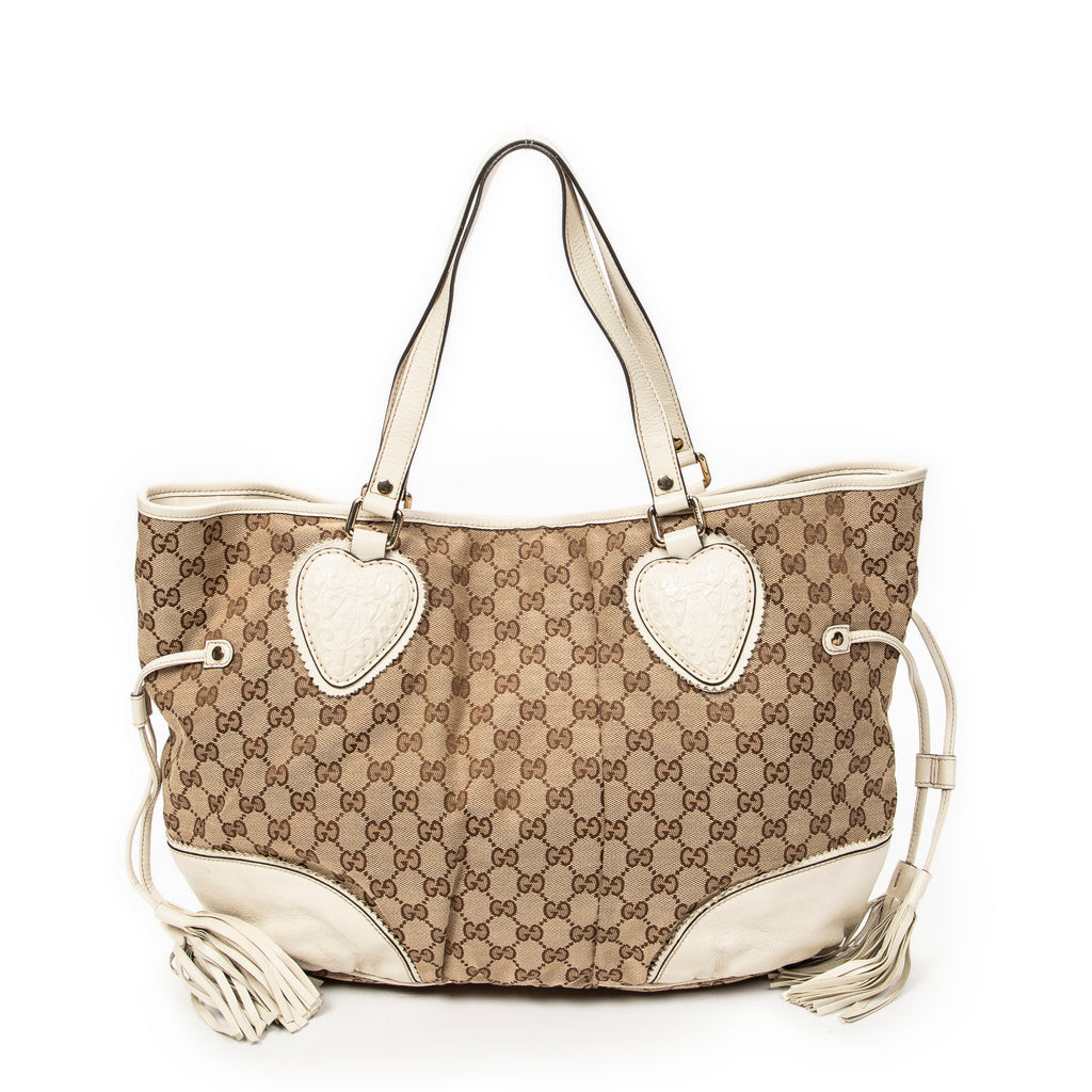 Shoulder Bag Large Tribeca Tassel Tote Beige Monogrammed Canvas