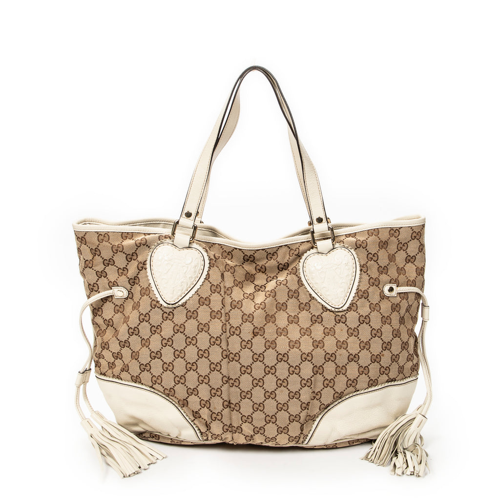 Shoulder Bag Large Tribeca Tassel Tote Beige Monogrammed Canvas