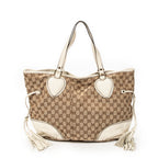 Shoulder Bag Large Tribeca Tassel Tote Beige Monogrammed Canvas