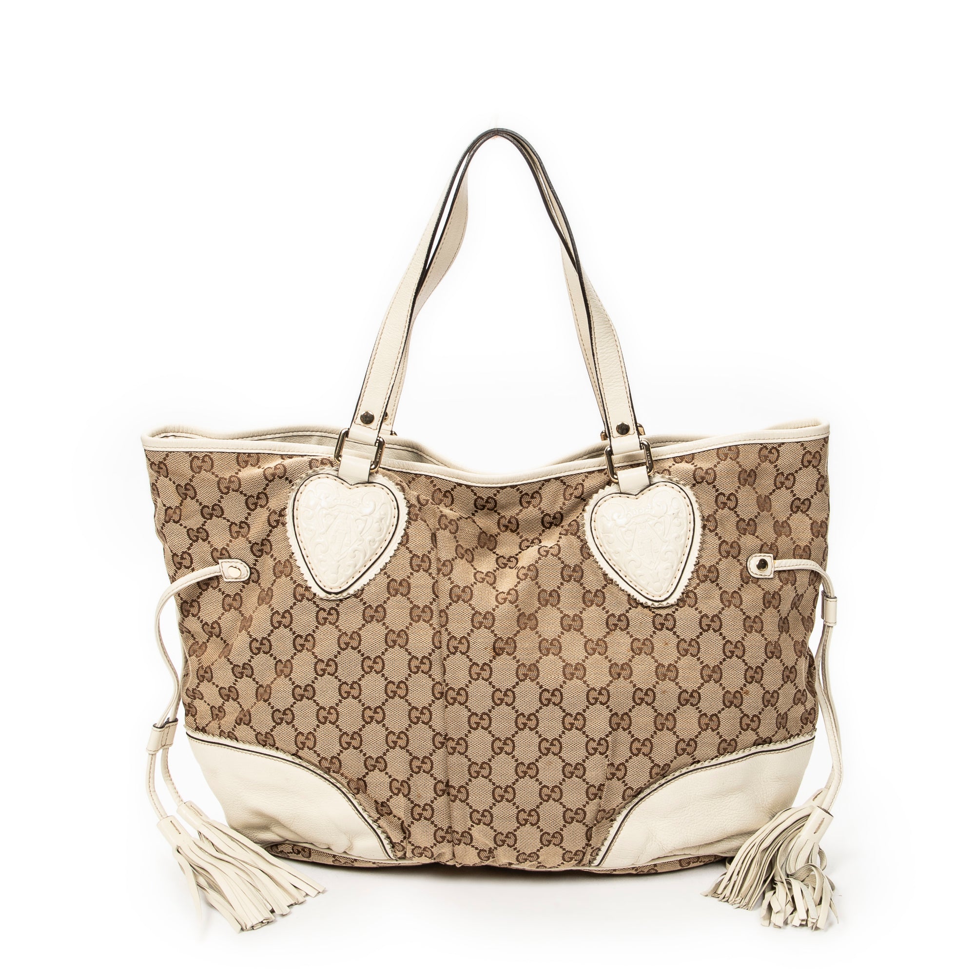 Shoulder Bag Large Tribeca Tassel Tote Beige Monogrammed Canvas