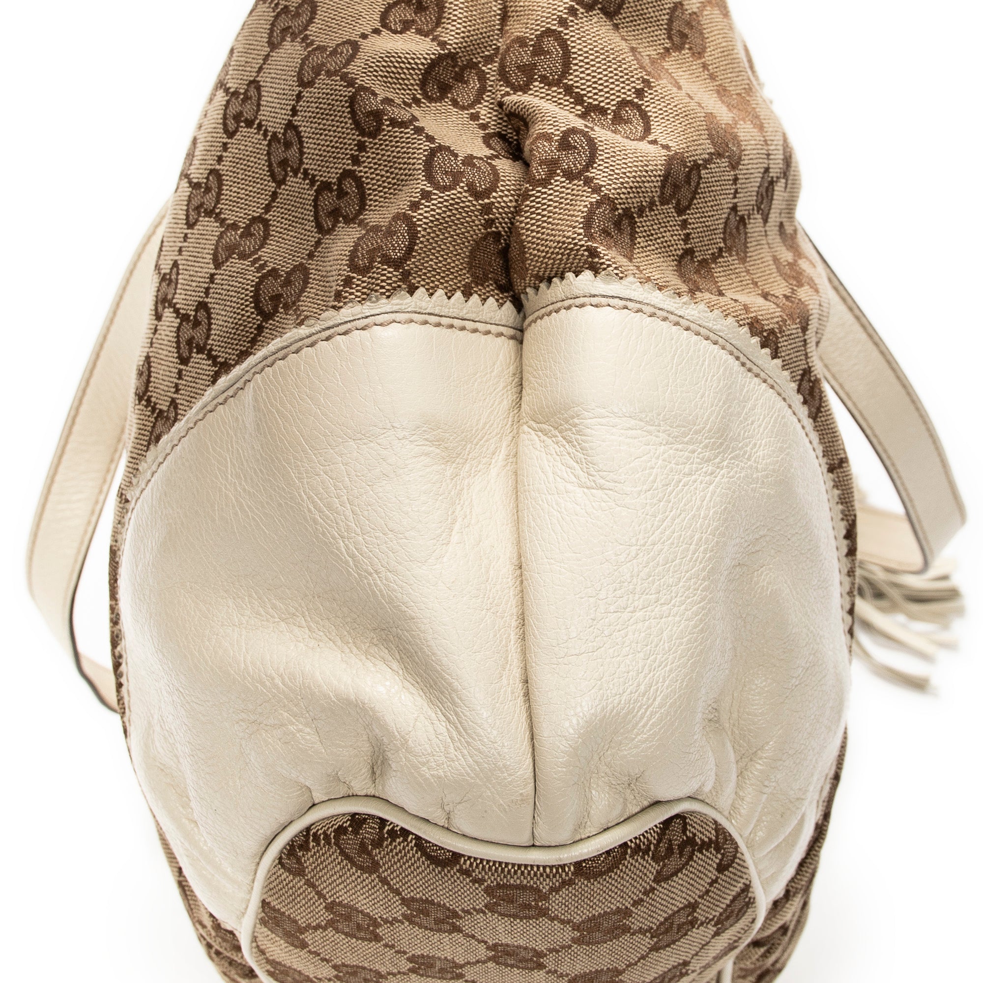 Shoulder Bag Large Tribeca Tassel Tote Beige Monogrammed Canvas