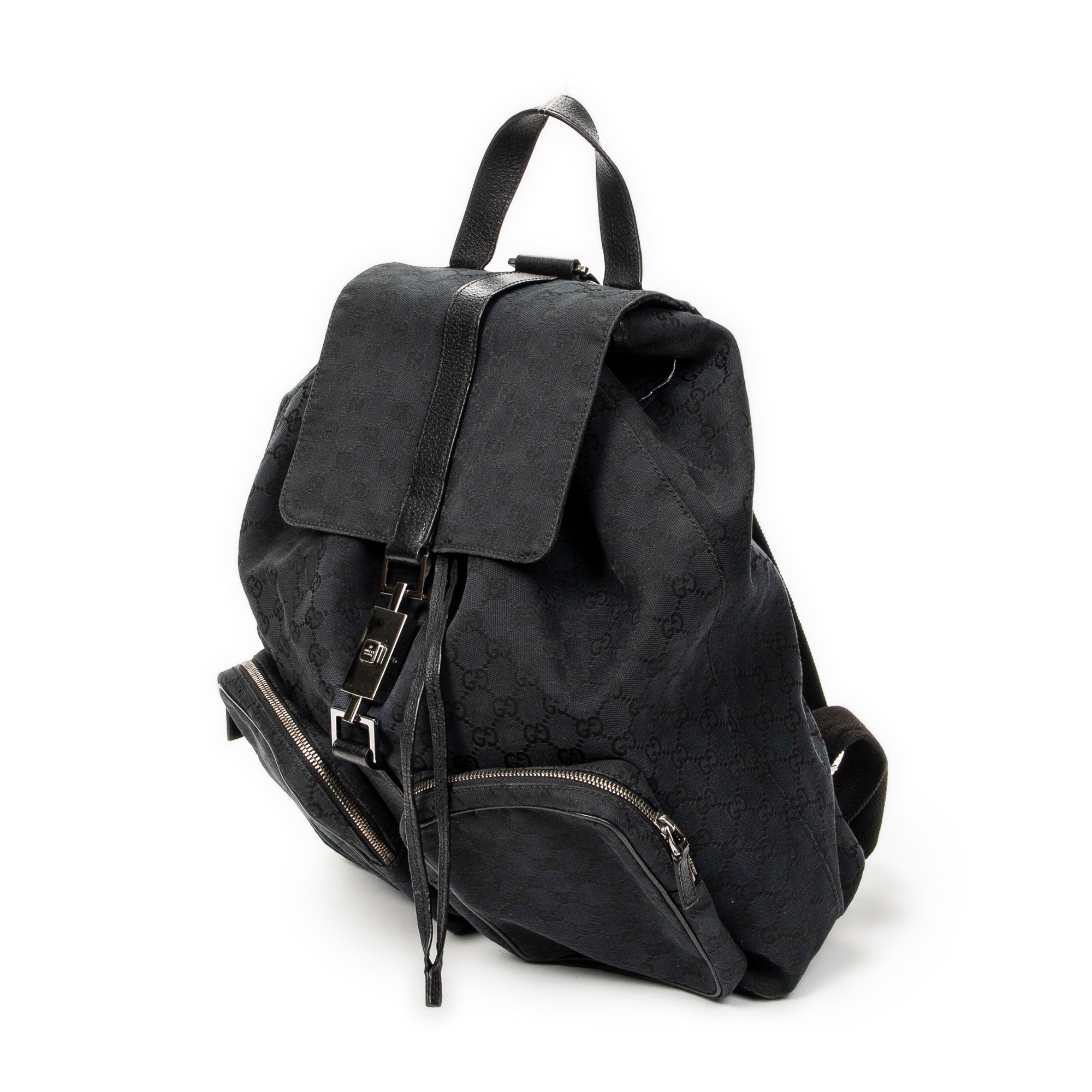 Backpack Large Jackie Drawstring Backpack Black Monogrammed Canvas