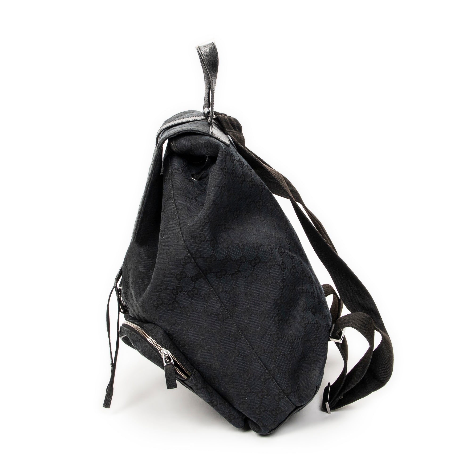Backpack Large Jackie Drawstring Backpack Black Monogrammed Canvas