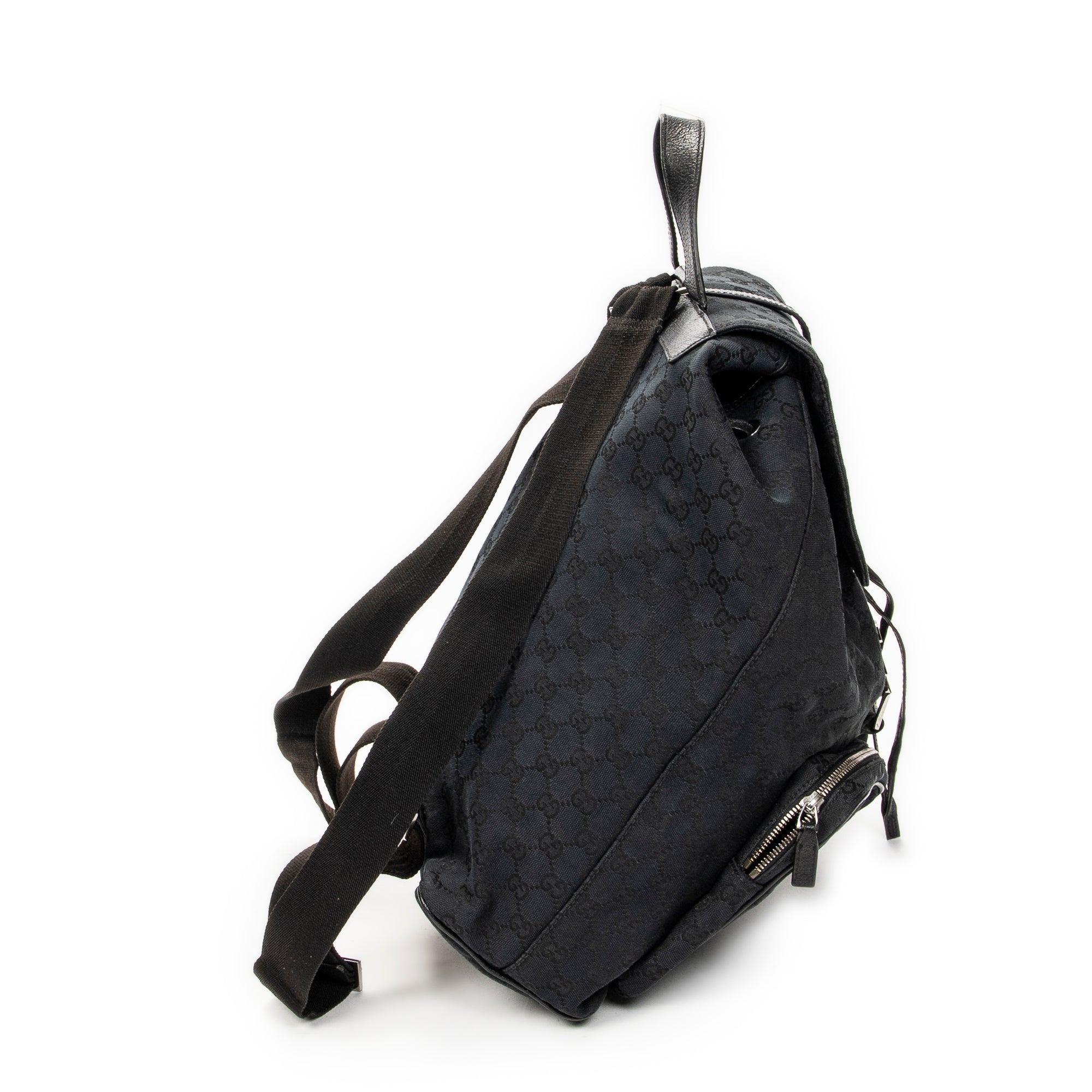 Backpack Large Jackie Drawstring Backpack Black Monogrammed Canvas