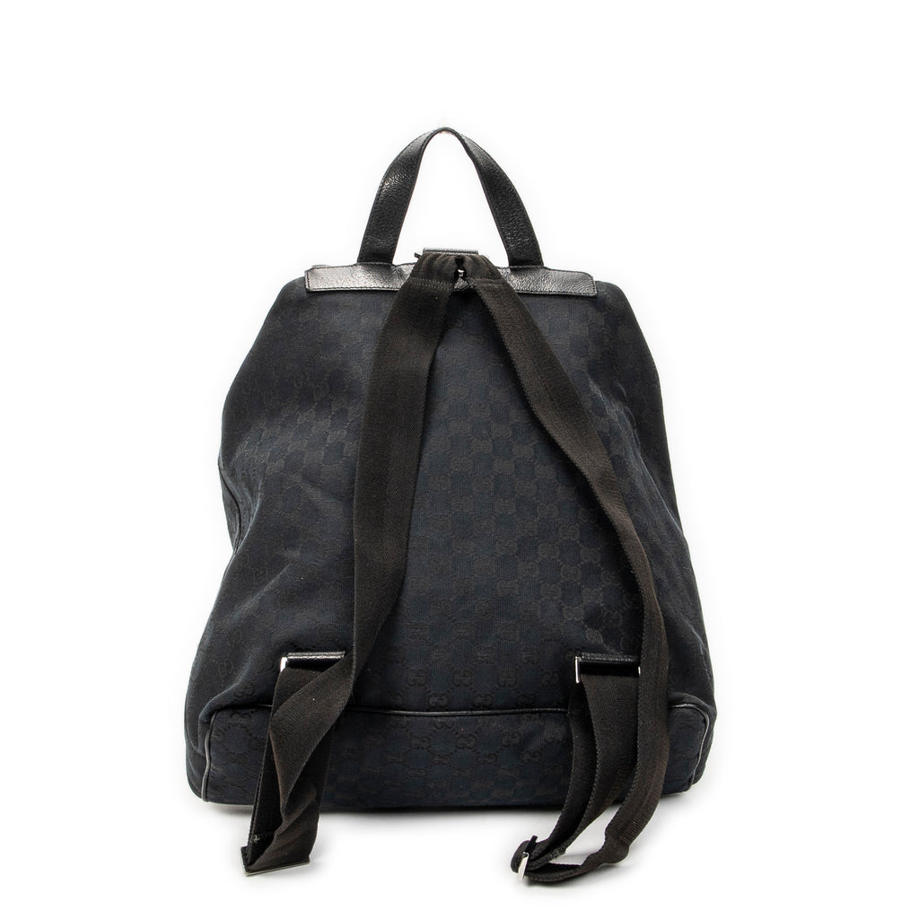 Backpack Large Jackie Drawstring Backpack Black Monogrammed Canvas