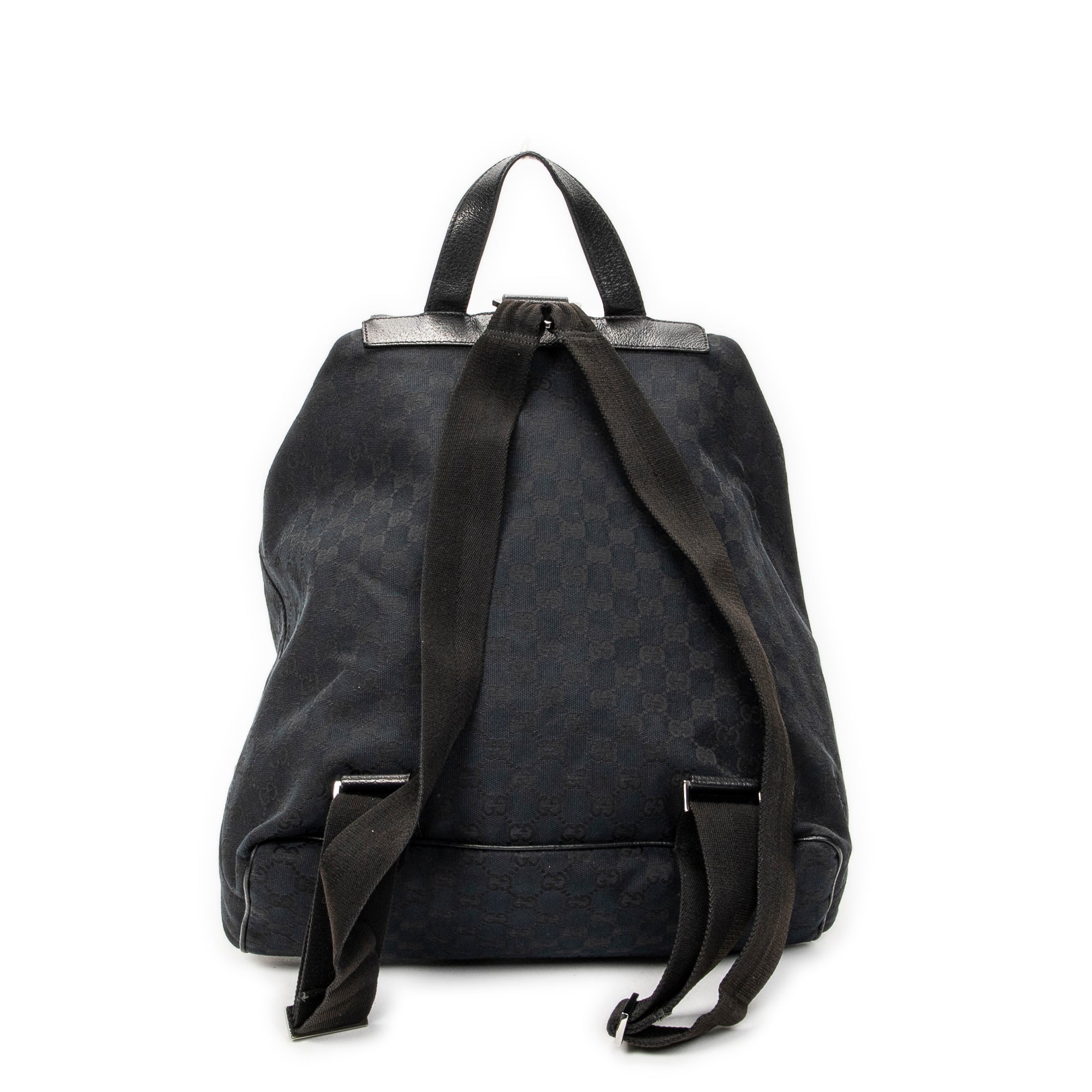 Backpack Large Jackie Drawstring Backpack Black Monogrammed Canvas