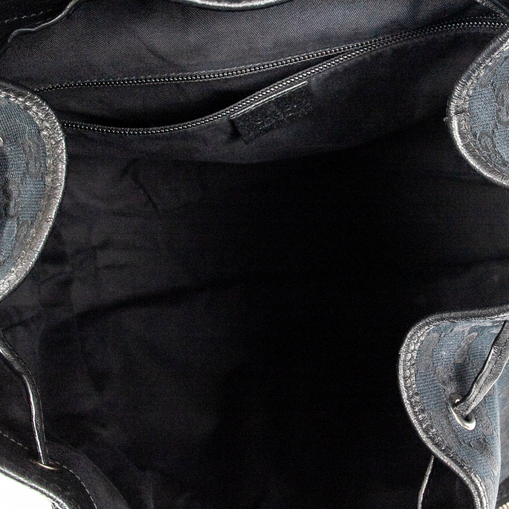 Backpack Large Jackie Drawstring Backpack Black Monogrammed Canvas