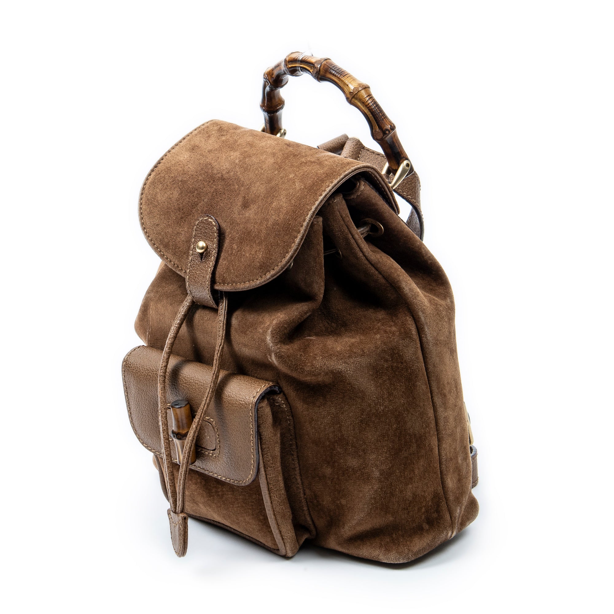 Backpack Mini Bamboo Backpack Brown Suede Leather