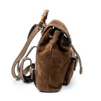 Backpack Mini Bamboo Backpack Brown Suede Leather