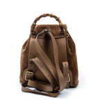 Backpack Mini Bamboo Backpack Brown Suede Leather