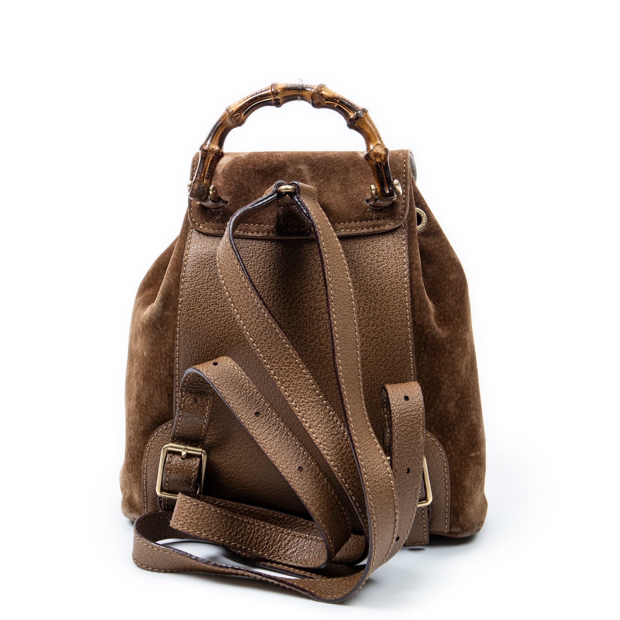 Backpack Mini Bamboo Backpack Brown Suede Leather