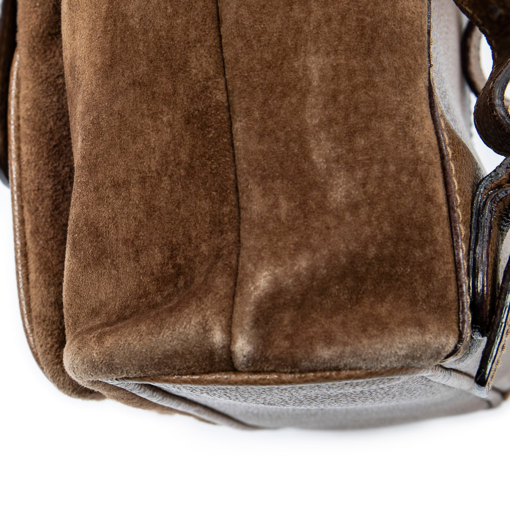 Backpack Mini Bamboo Backpack Brown Suede Leather