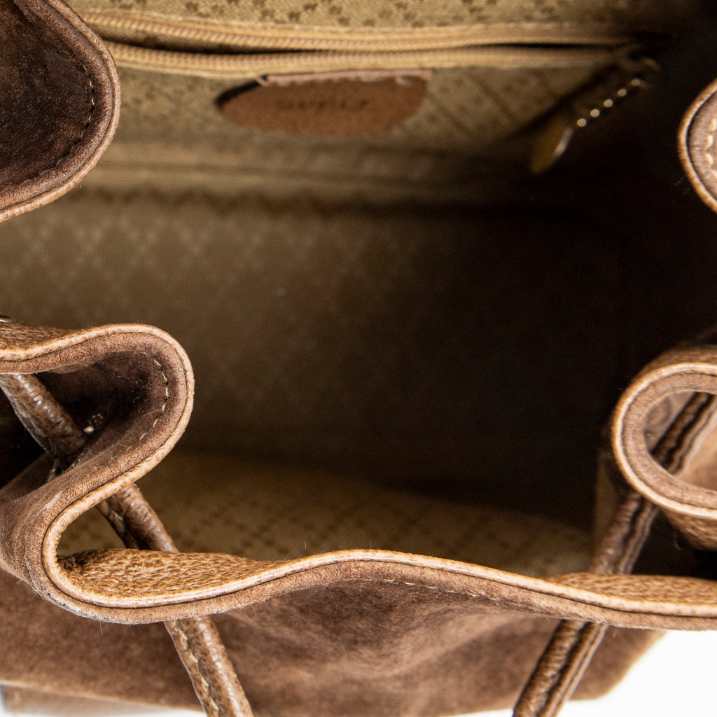 Backpack Mini Bamboo Backpack Brown Suede Leather