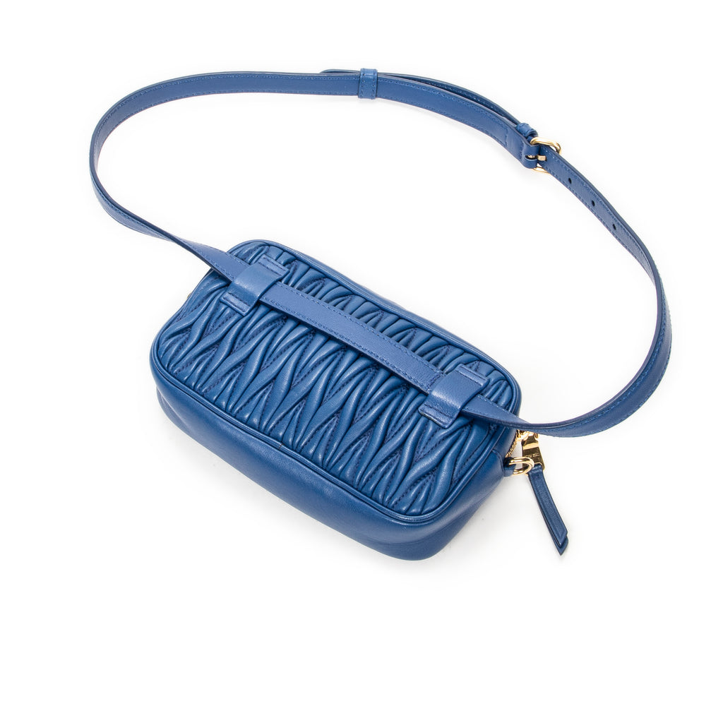Waist Bag Small Belt Bag Blue Nappa Matelasse Leather