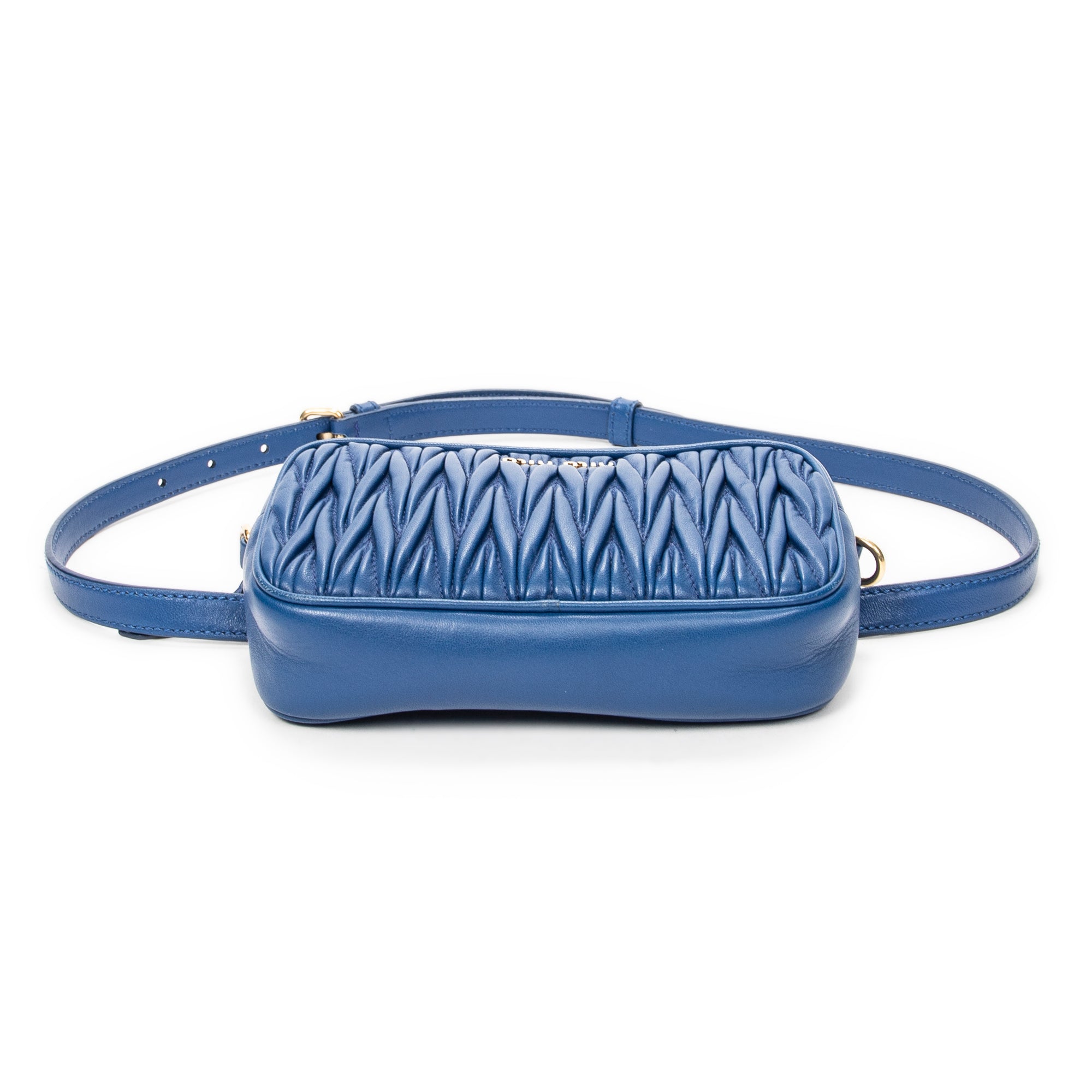 Waist Bag Small Belt Bag Blue Nappa Matelasse Leather