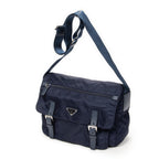 Shoulder Bag Double Buckle Flap Messenger Navy Nylon Canvas