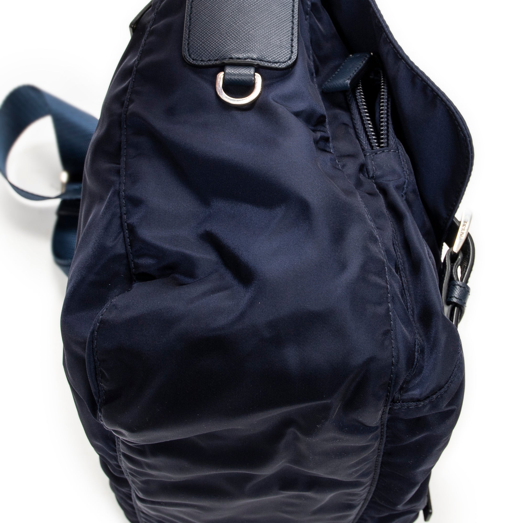 Shoulder Bag Double Buckle Flap Messenger Navy Nylon Canvas