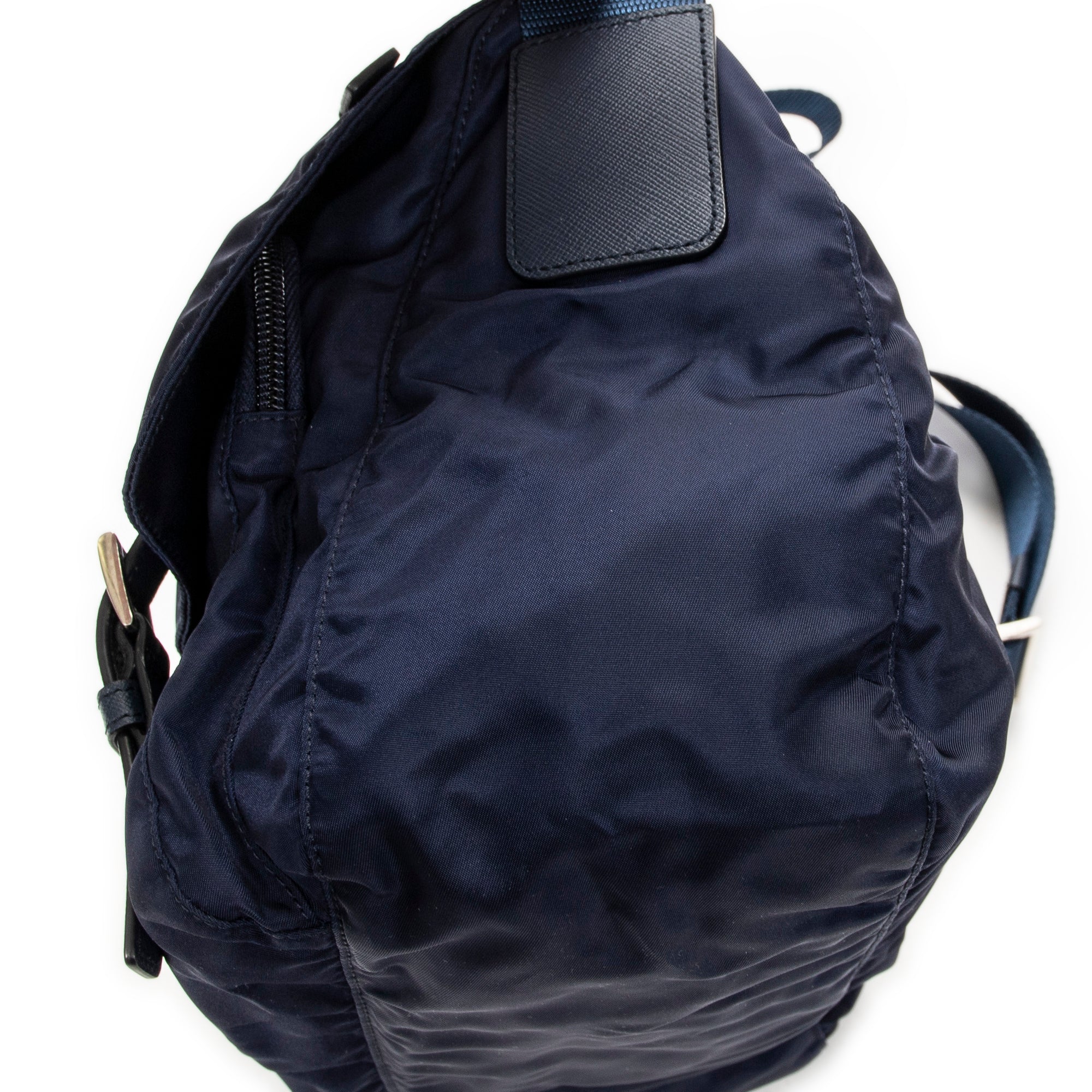 Shoulder Bag Double Buckle Flap Messenger Navy Nylon Canvas