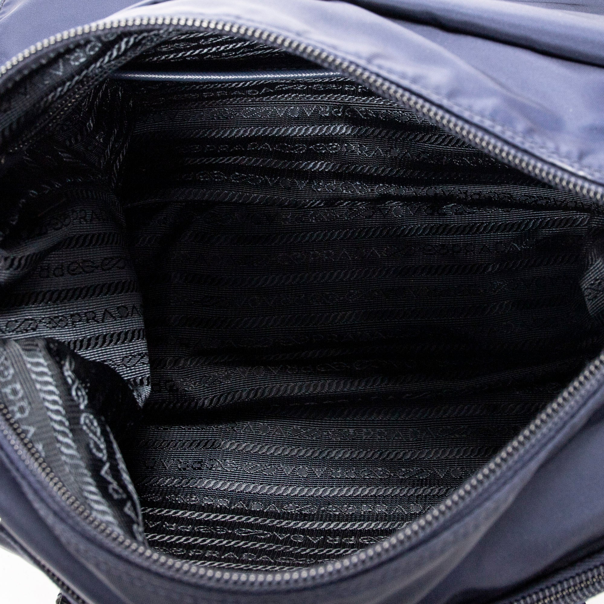 Shoulder Bag Double Buckle Flap Messenger Navy Nylon Canvas