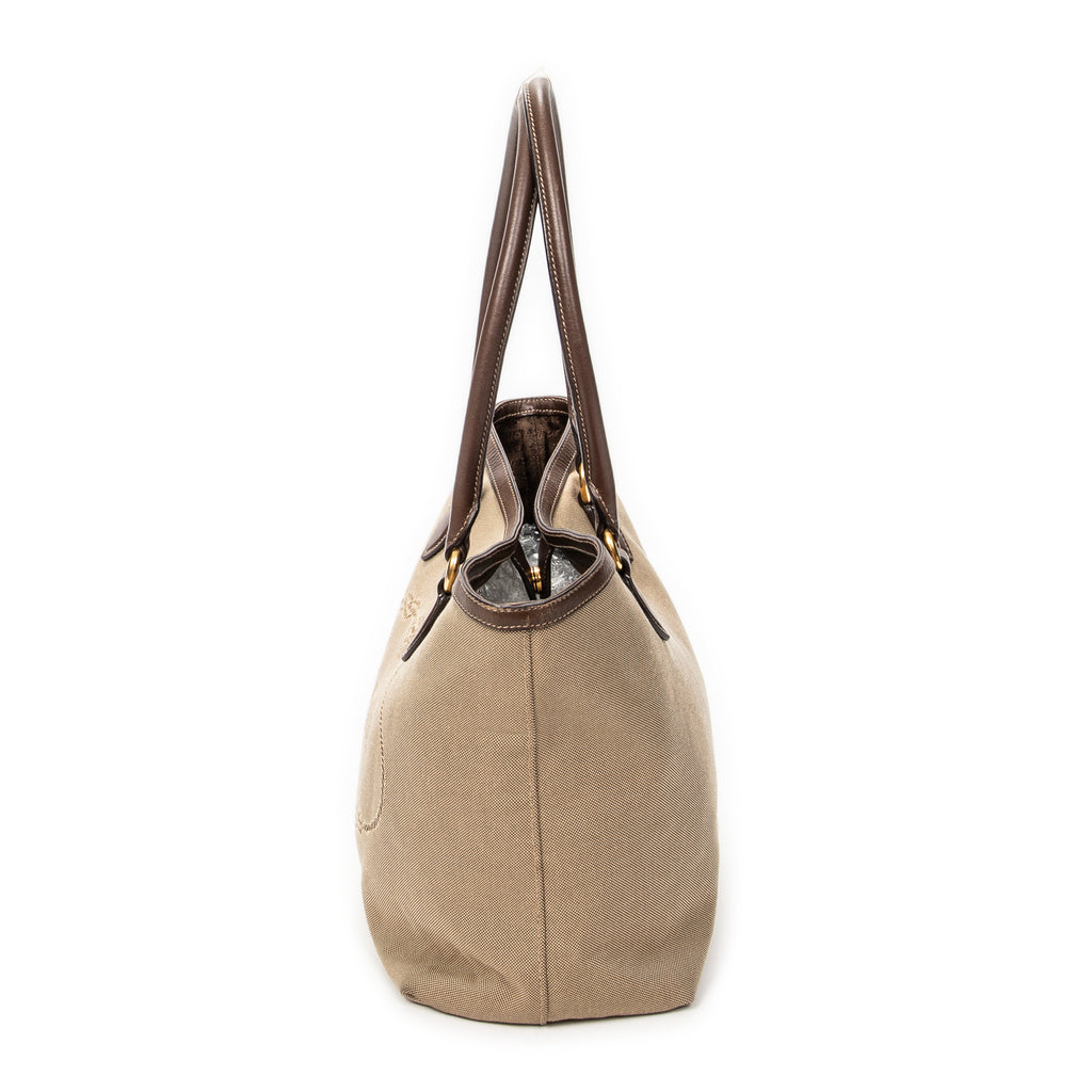 Shoulder Bag Jacquard Open Tote Beige Jacquard Canvas