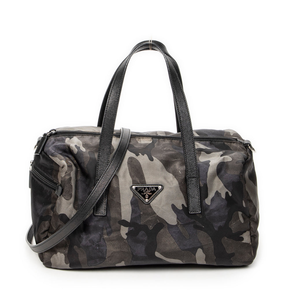 Shoulder Bag Convertible Camouflage Boston Green Camouflage Nylon Canvas