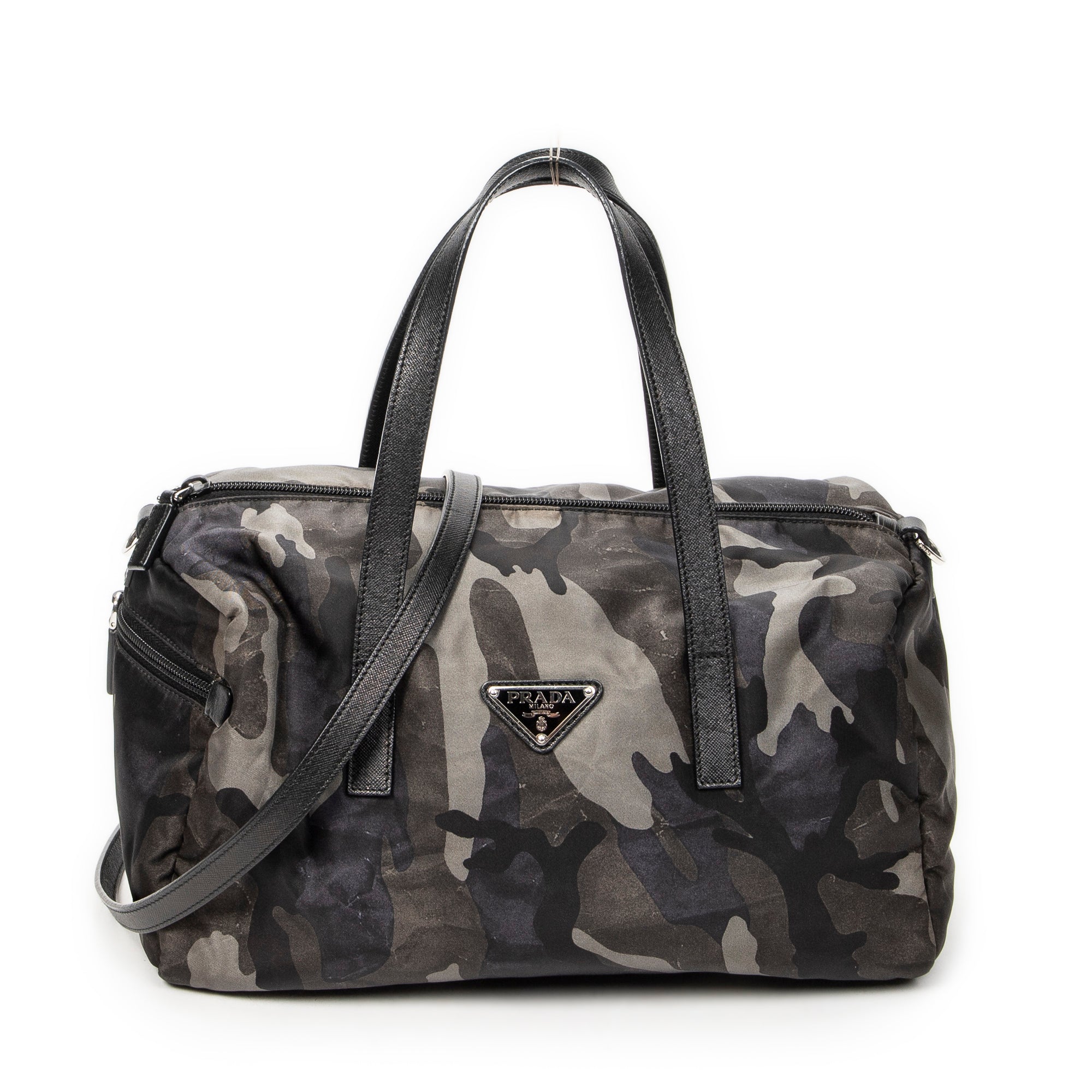 Shoulder Bag Convertible Camouflage Boston Green Camouflage Nylon Canvas