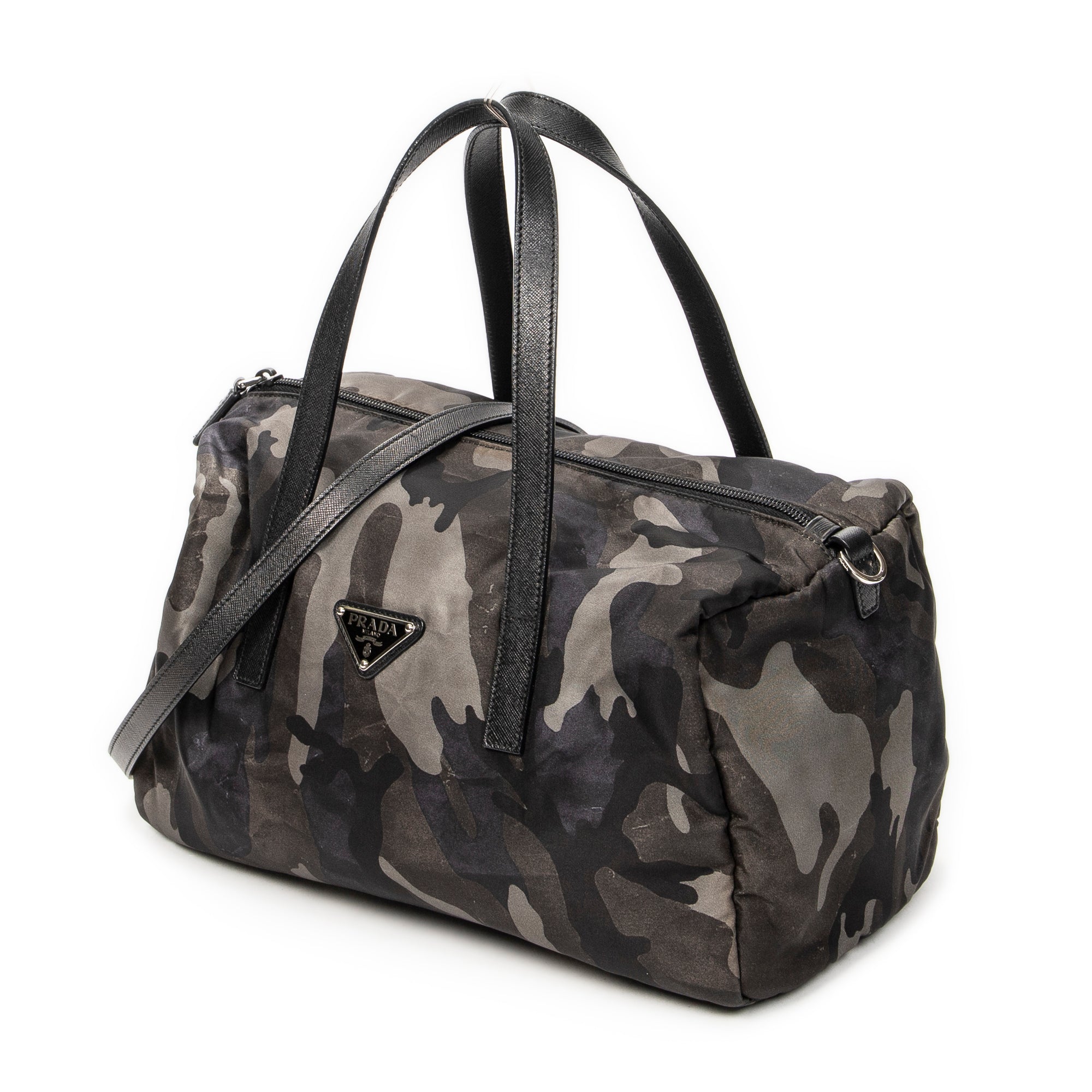 Shoulder Bag Convertible Camouflage Boston Green Camouflage Nylon Canvas