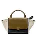 Shoulder Bag Small Tricolor Trapeze Black Calfskin Leather