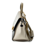 Shoulder Bag Small Tricolor Trapeze Black Calfskin Leather