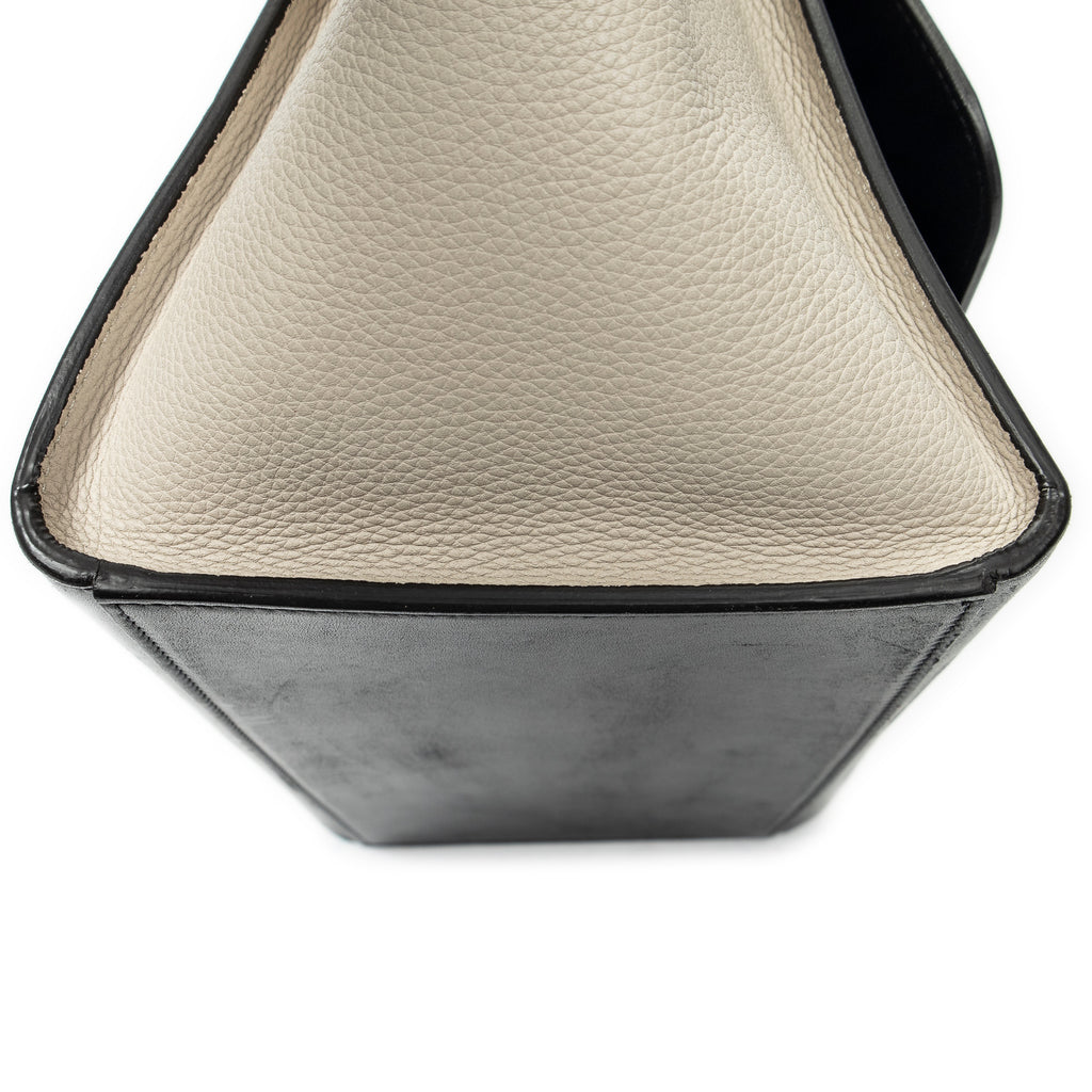 Shoulder Bag Small Tricolor Trapeze Black Calfskin Leather