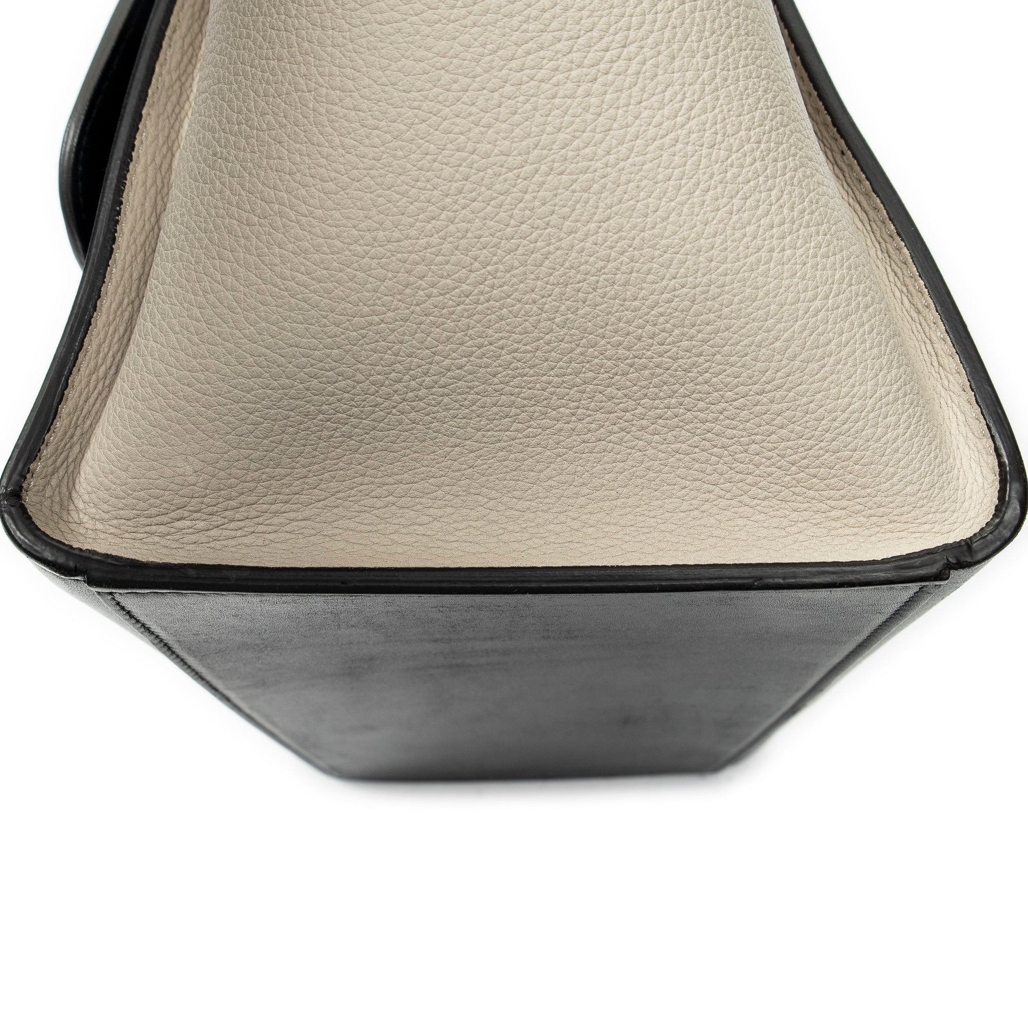 Shoulder Bag Small Tricolor Trapeze Black Calfskin Leather