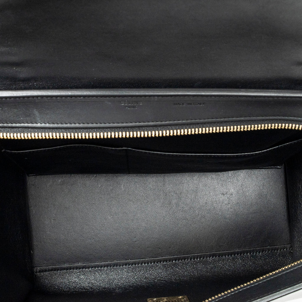 Shoulder Bag Small Tricolor Trapeze Black Calfskin Leather