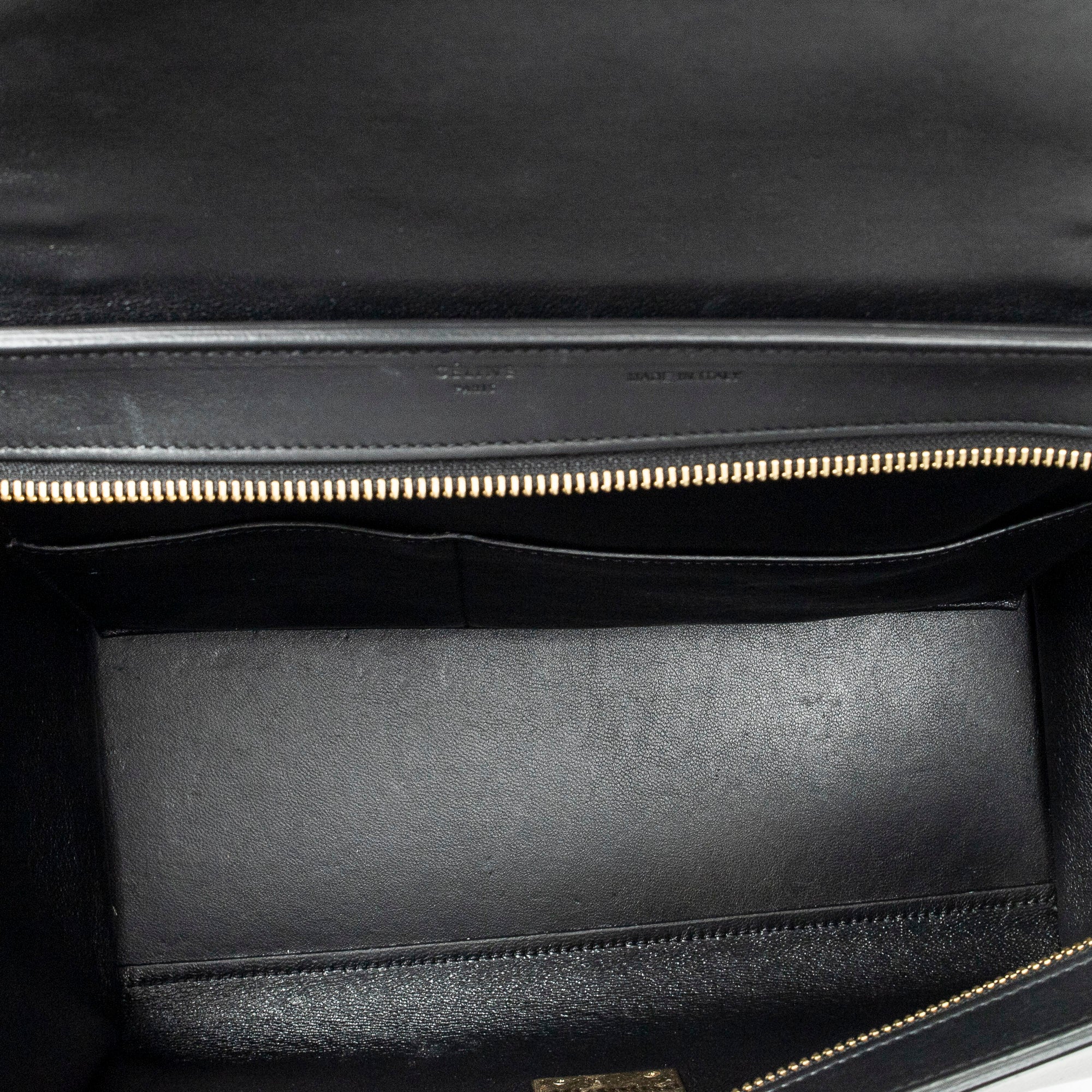 Shoulder Bag Small Tricolor Trapeze Black Calfskin Leather