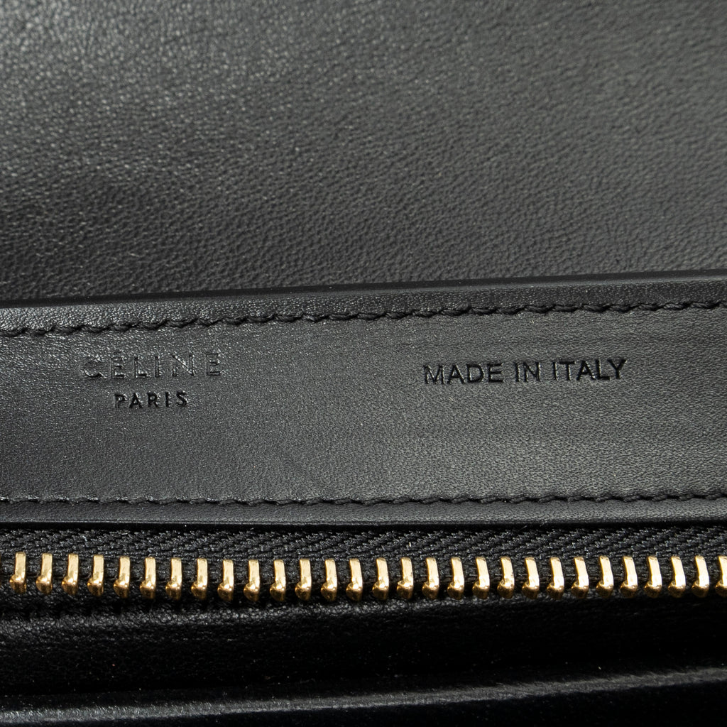 Shoulder Bag Small Tricolor Trapeze Black Calfskin Leather