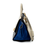 Shoulder Bag Small Tricolor Trapeze Black Calfskin Leather